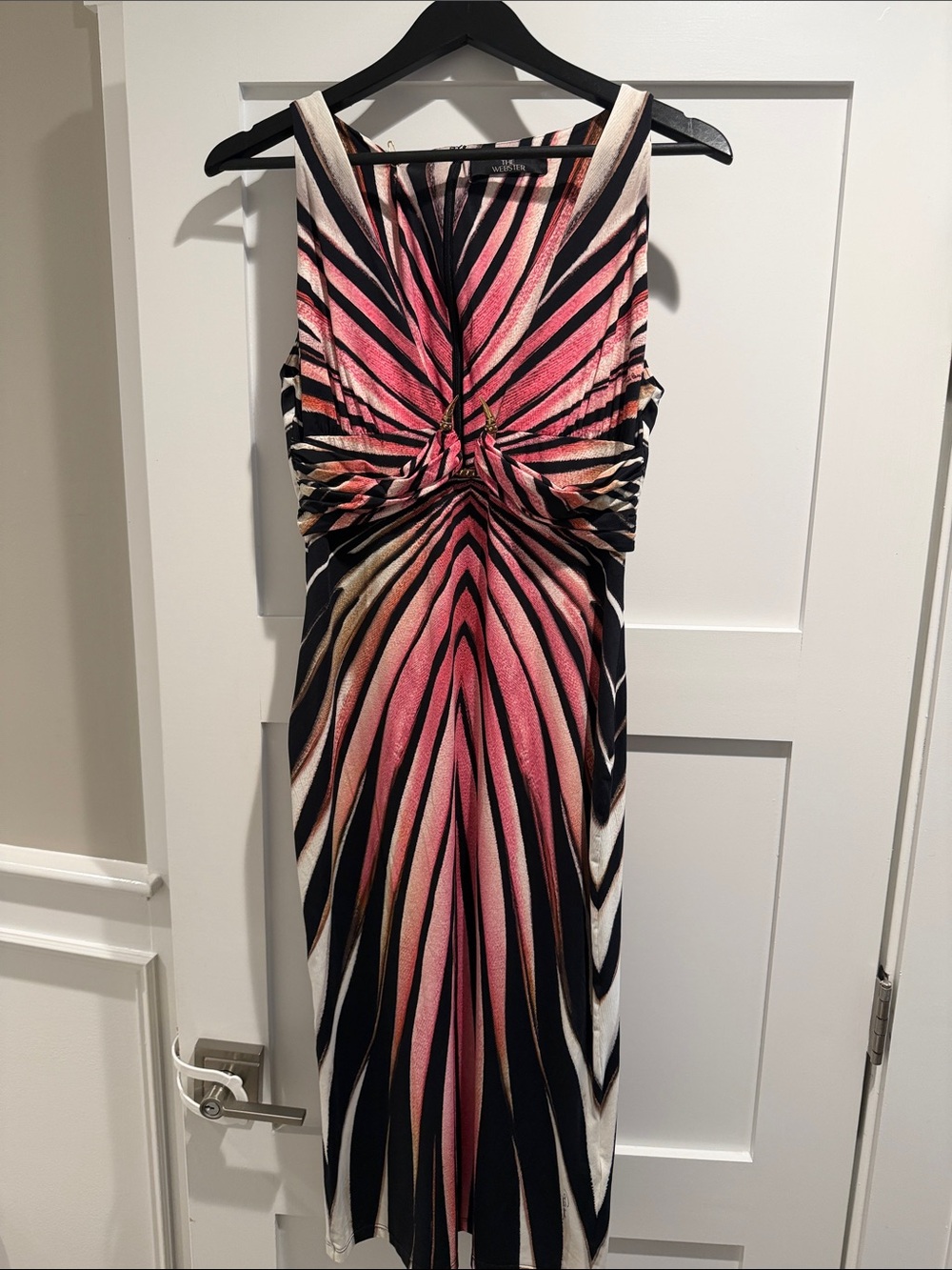 Roberto Cavalli Sleeveless Knot-Front Pink Patterned Midi Dress